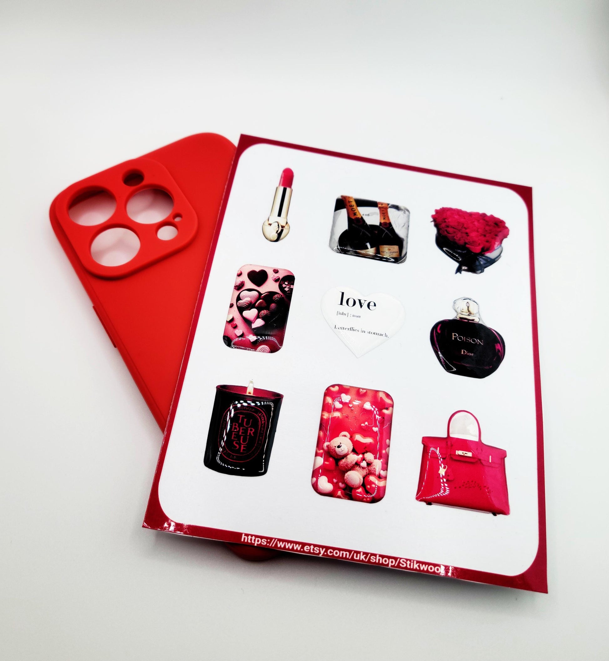 3D Valentines Sticker Sheet | resin sticker set | motivational decals | journaling planner accesories | waterproof stickers