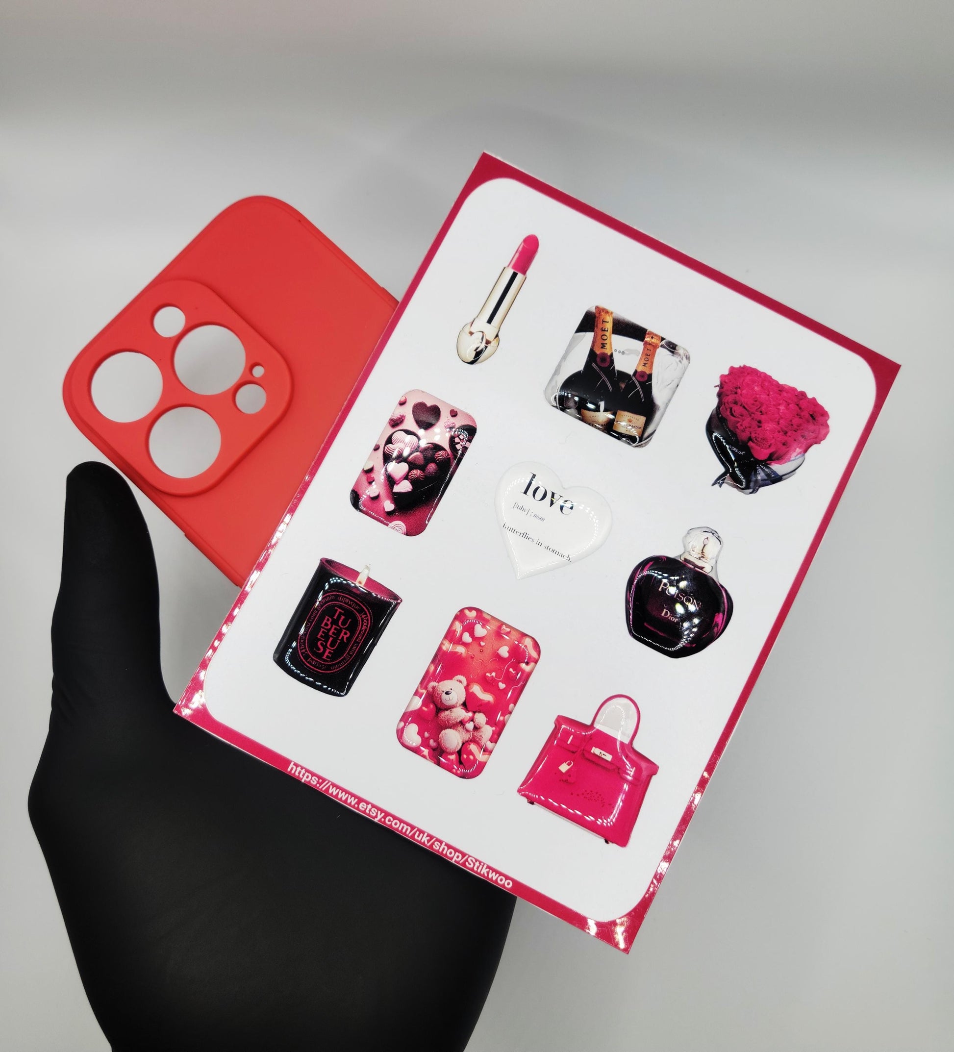 3D Valentines Sticker Sheet | resin sticker set | motivational decals | journaling planner accesories | waterproof stickers