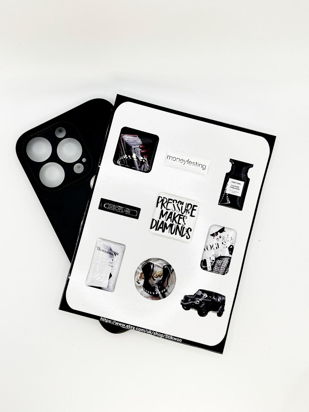3D Sticker Sheet | Black edition | resin sticker set | motivational decals | journaling planner accesories | waterproof stickers