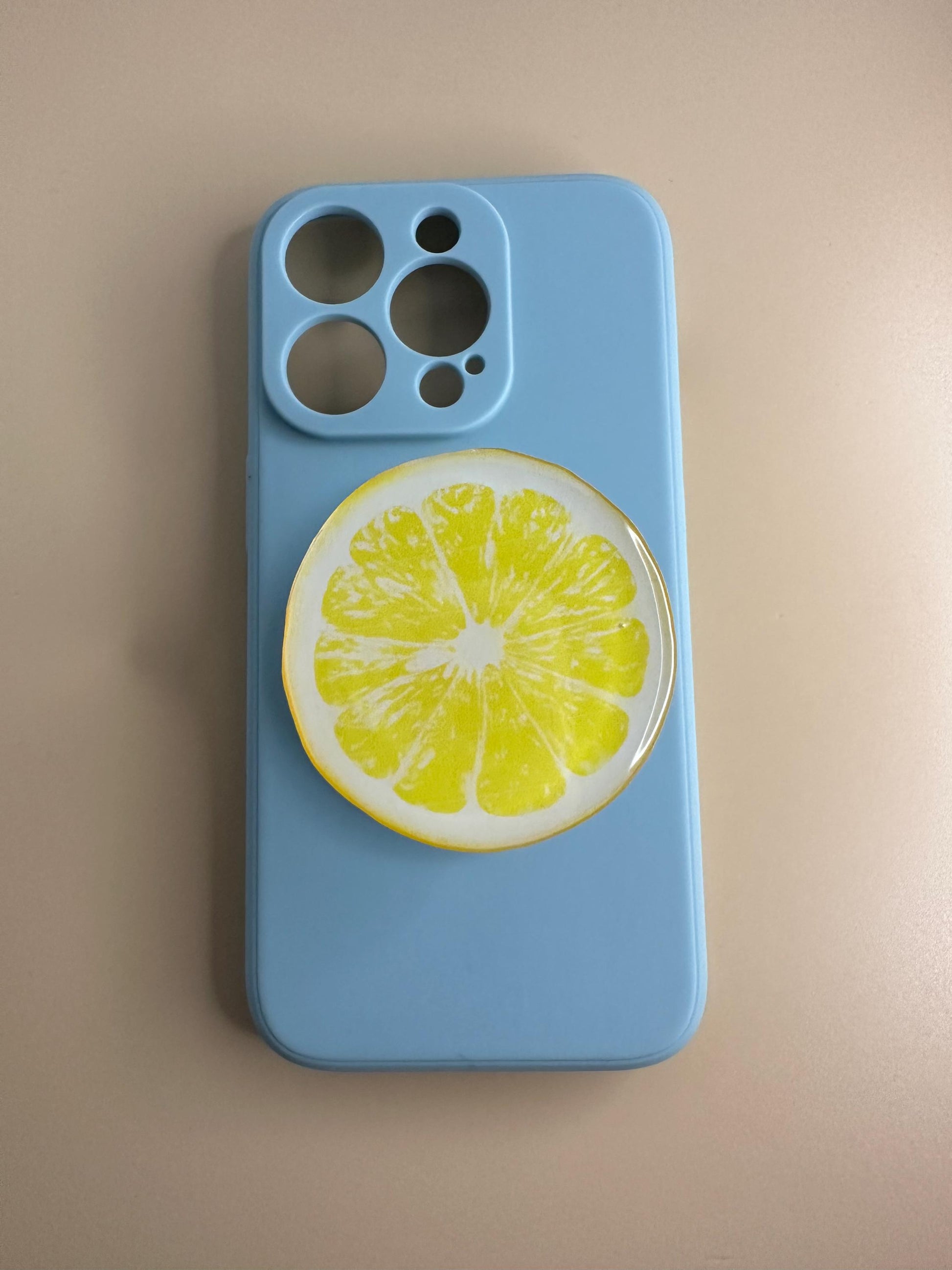 Lemon Phone Grip - Cute Aesthetic Phone Holder for iPhone & Android | Citrus Fruit Stand | Summer Vibes Gift | Yellow Grip for Phone Cas