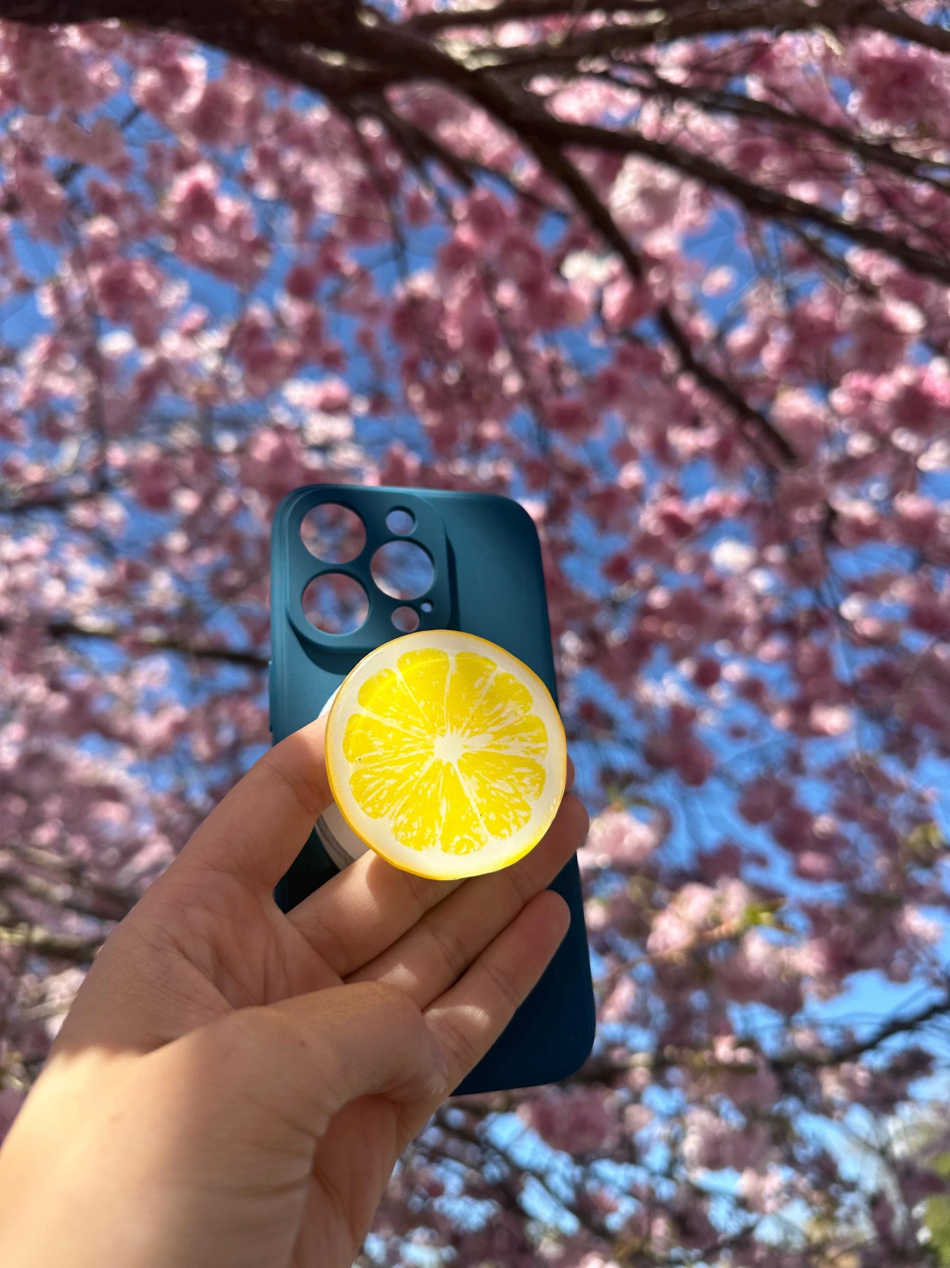 Lemon Phone Grip - Cute Aesthetic Phone Holder for iPhone & Android | Citrus Fruit Stand | Summer Vibes Gift | Yellow Grip for Phone Cas
