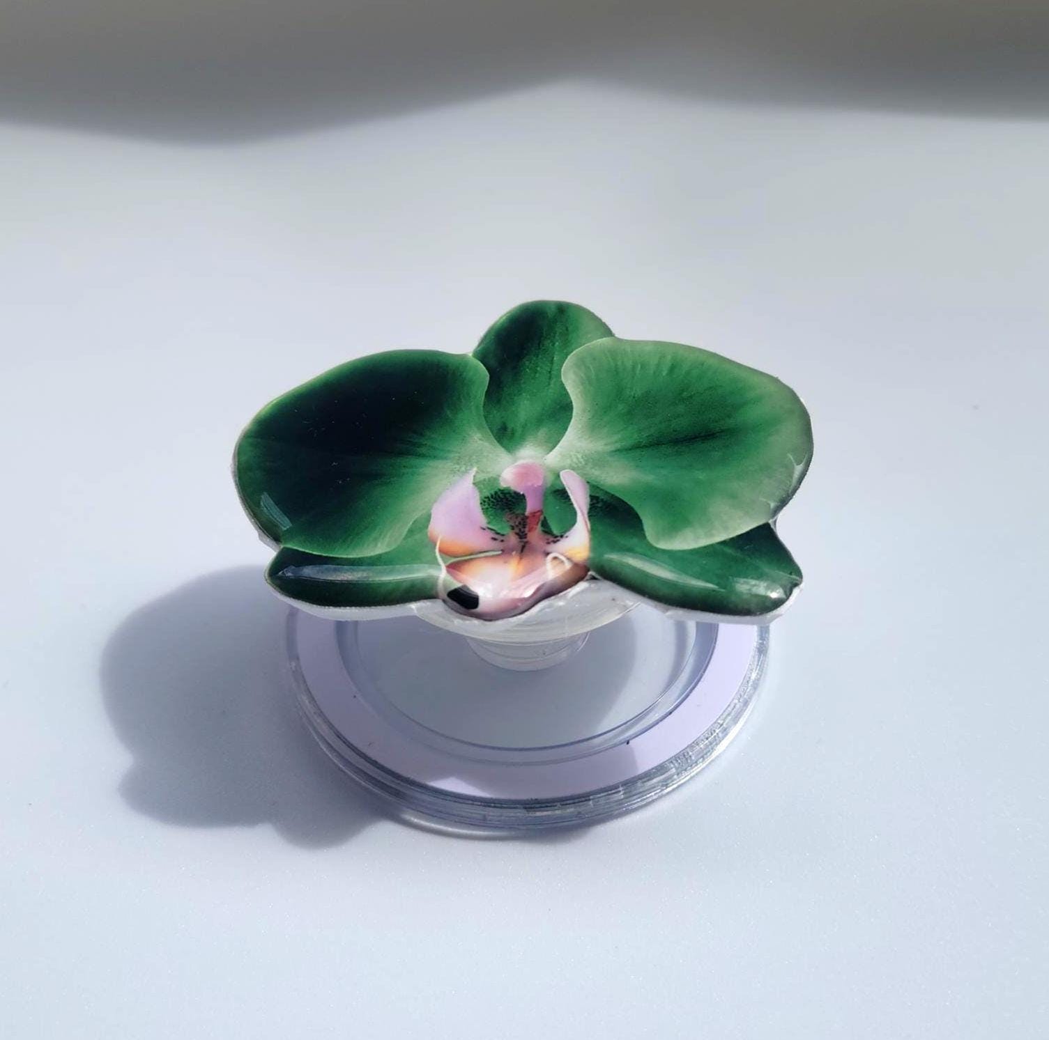 Green Orchid MagSafe Phone Grip – Elegant Floral Phone Grip | Modern Orchid iPhone Accessory
