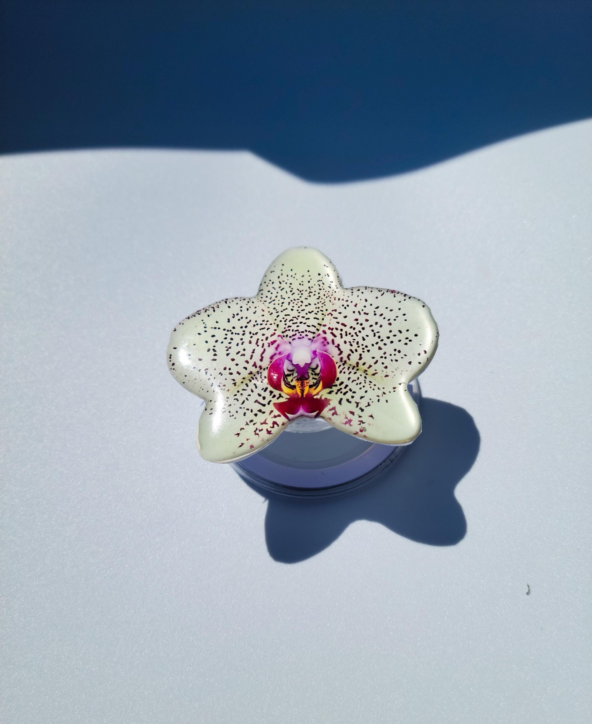 White Orchid MagSafe Phone Grip – Elegant Floral Phone Grip | Modern Orchid iPhone Accessory