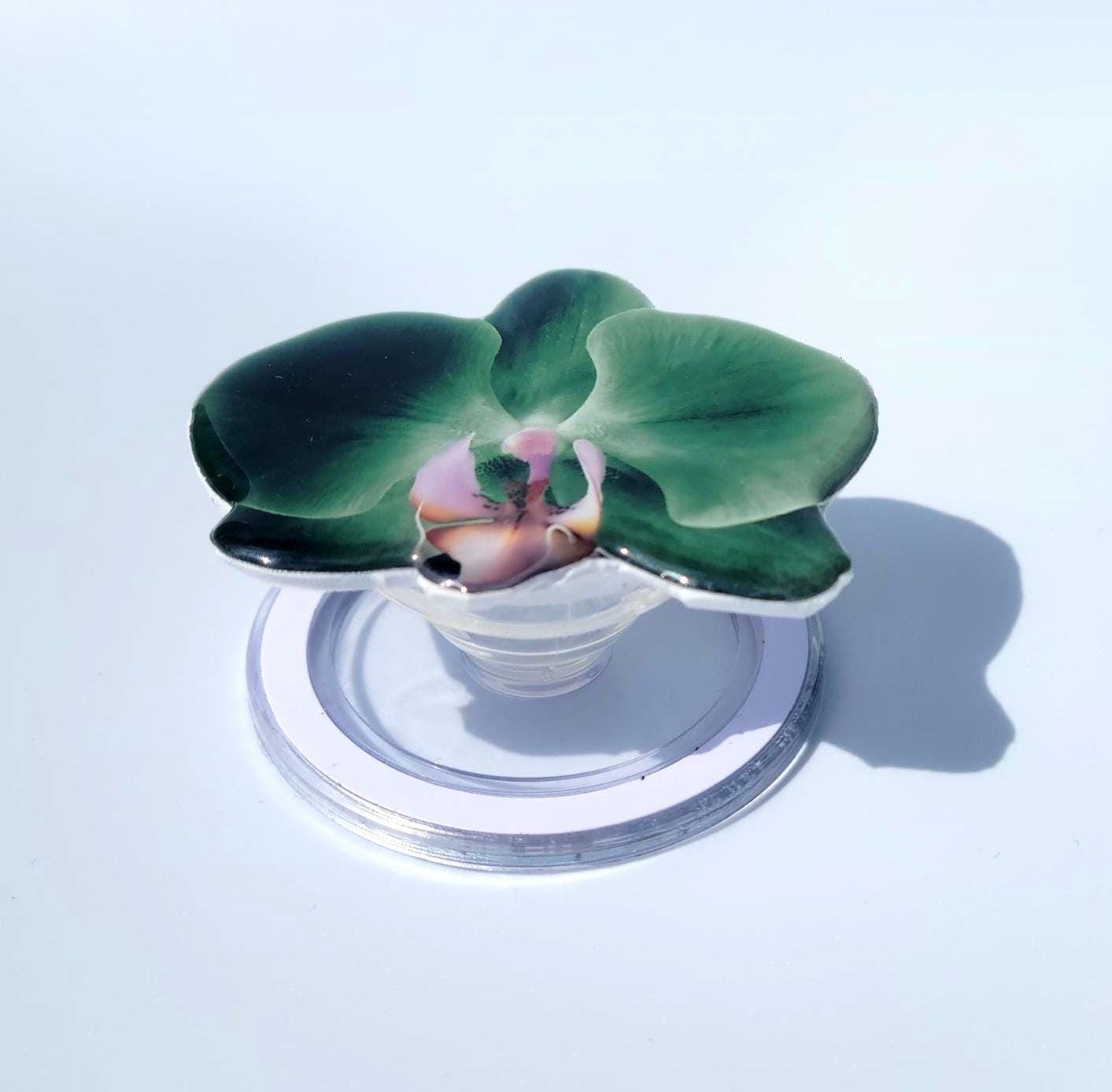 Green Orchid MagSafe Phone Grip – Elegant Floral Phone Grip | Modern Orchid iPhone Accessory
