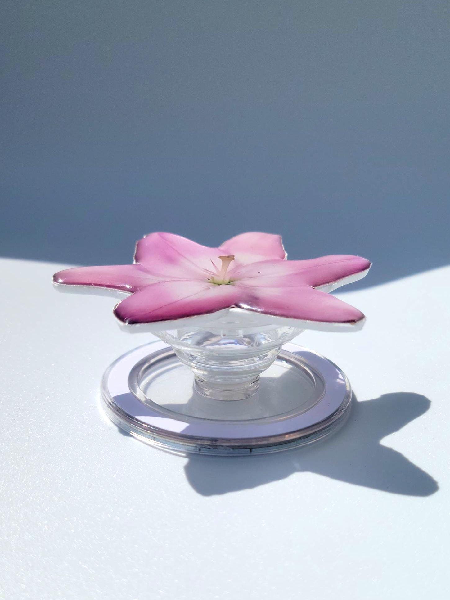 Pink Lily MagSafe Phone Grip – Elegant Floral Phone Grip | Minimalist Easter Lily iPhone Accessory