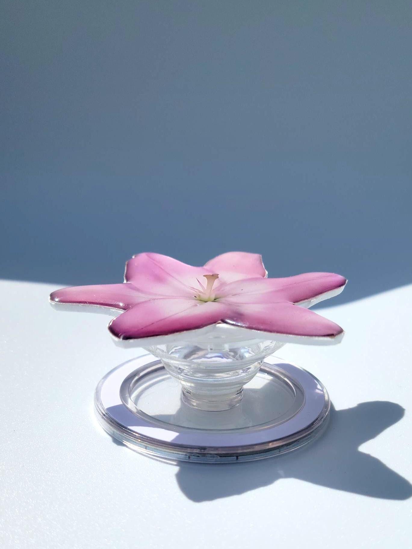 Pink Lily MagSafe Phone Grip – Elegant Floral Phone Grip | Minimalist Easter Lily iPhone Accessory